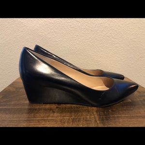 Franco Sarto Black leather wedge heels